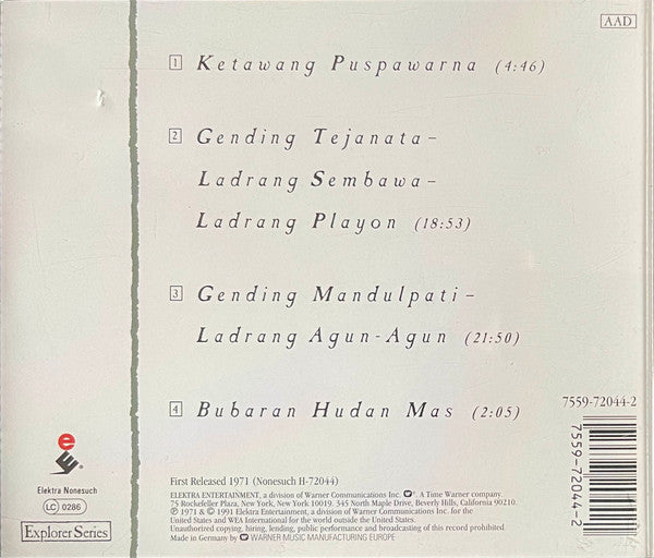 K.R.T. Wasitodipuro : Java: Javanese Court Gamelan (CD, Album, RE)