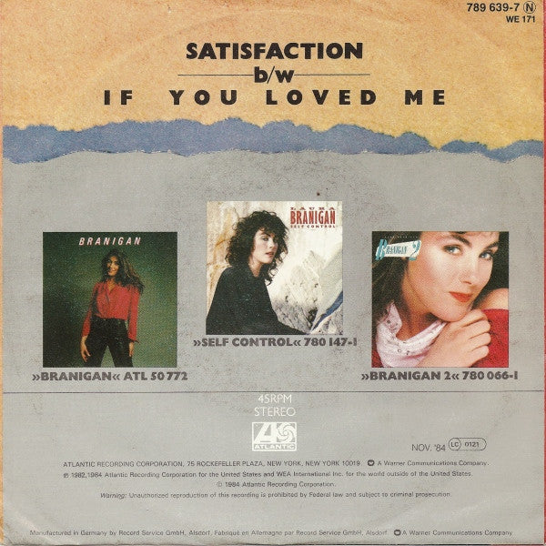 Laura Branigan : Satisfaction (7", Single)