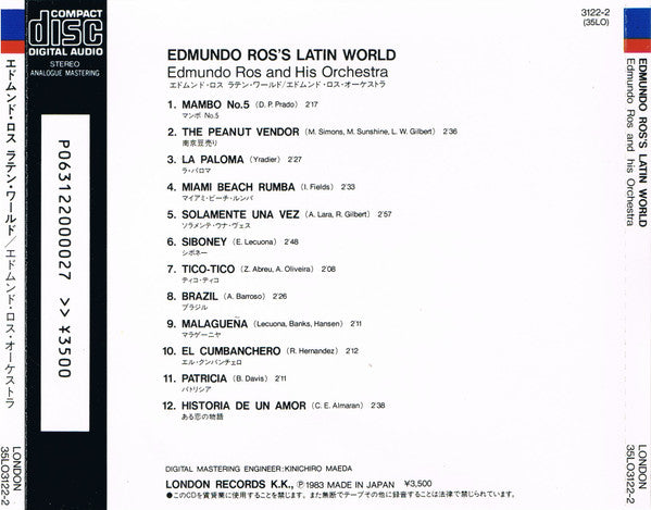 Edmundo Ros & His Orchestra : Edmundo Ros's Latin World (CD, RM)