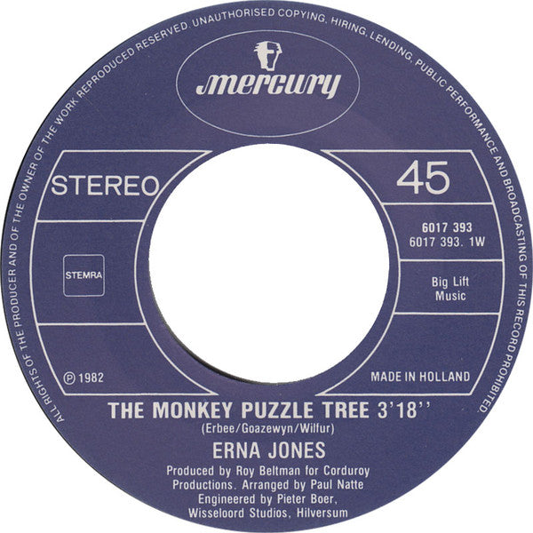 Erna Jones : The Monkey Puzzle Tree (7")
