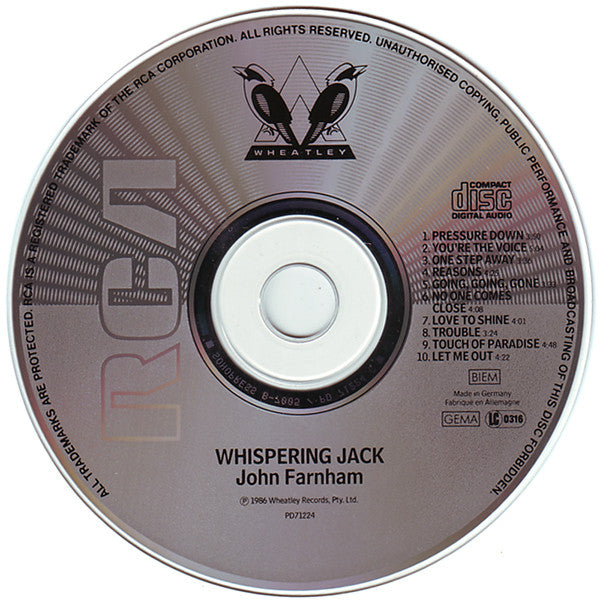 John Farnham : Whispering Jack (CD, Album)