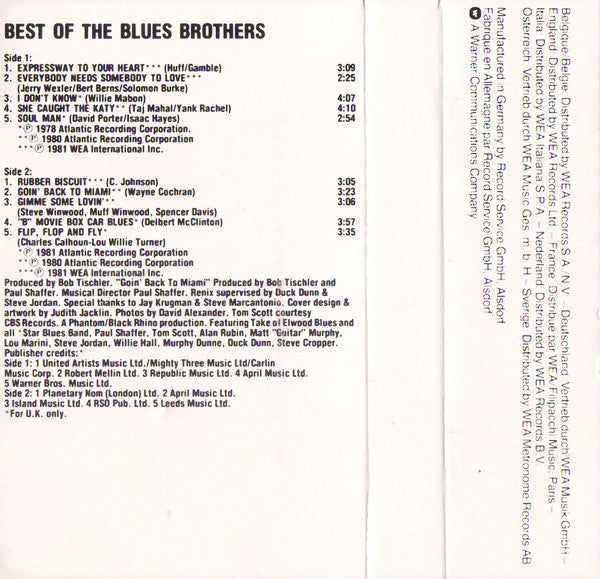 The Blues Brothers : Best Of The Blues Brothers (Cass, Comp)