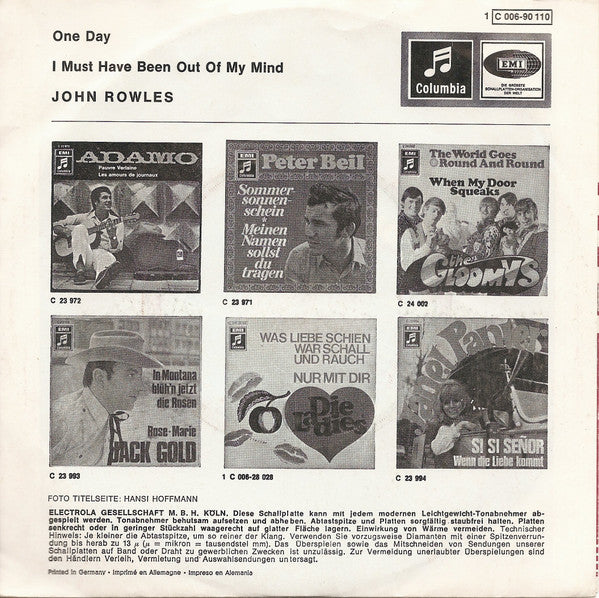 John Rowles : One Day (7", Single)