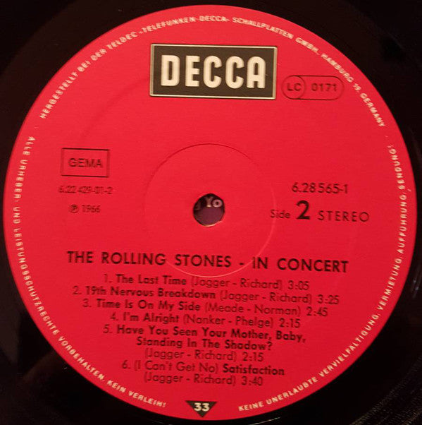 The Rolling Stones : In Concert (2xLP, Album, Comp)