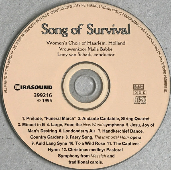 Women's Choir Of Haarlem, Malle Babbe Women's Choir, Leny van Schaik : Song Of Survival (CD, Album)