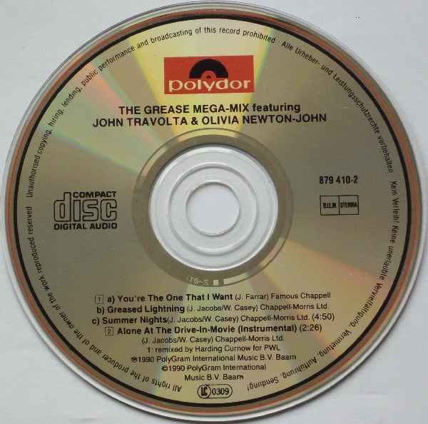 John Travolta & Olivia Newton-John : The Grease Megamix (CD, Single)