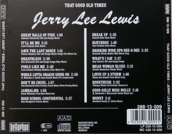 Jerry Lee Lewis : That Good Old Times (CD, Comp)