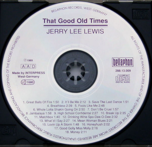 Jerry Lee Lewis : That Good Old Times (CD, Comp)