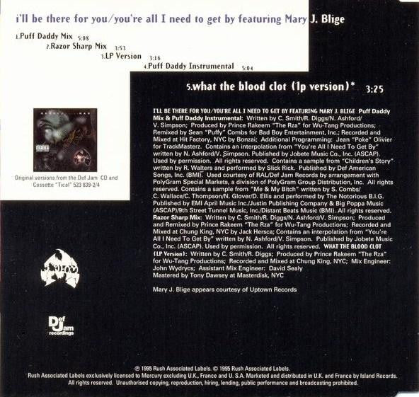 Method Man Featuring Mary J. Blige : I'll Be There For You / You're All I Need To Get By (CD, Maxi)