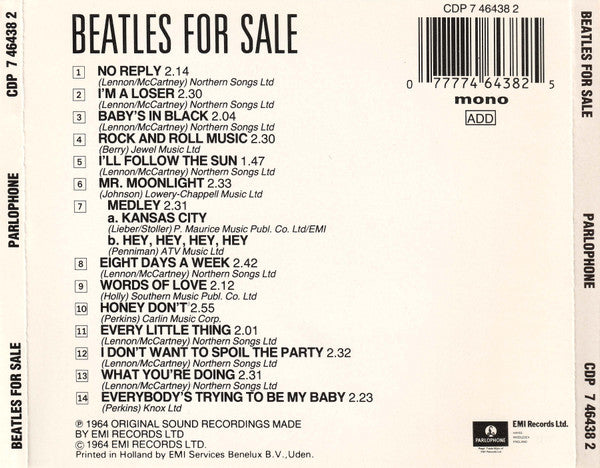 The Beatles : Beatles For Sale (CD, Album, Mono, RE, PDO)