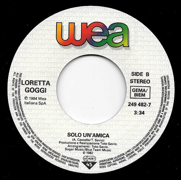 Loretta Goggi : Un Amore Grande (7", Single)