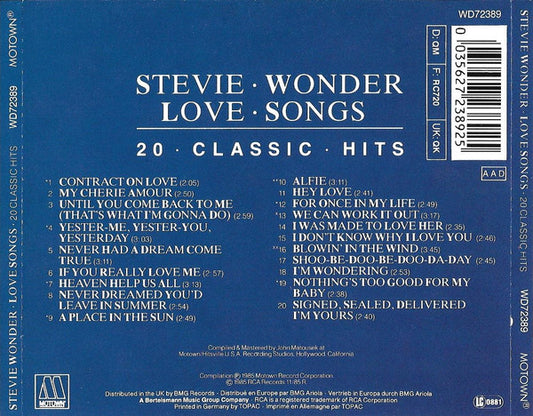 Stevie Wonder : Love Songs - 20 Classic Hits (CD, Comp)