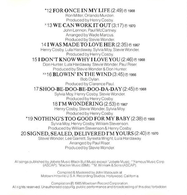 Stevie Wonder : Love Songs - 20 Classic Hits (CD, Comp)