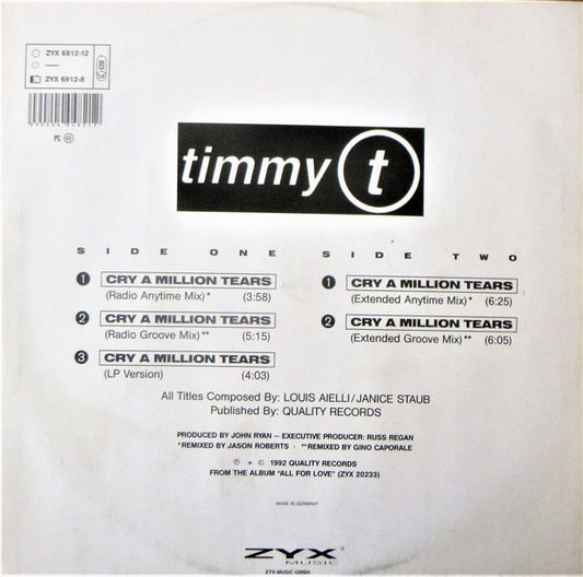 Timmy T : Cry A Million Tears (12")