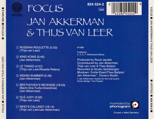 Jan Akkerman & Thijs van Leer : Focus (CD, Album)