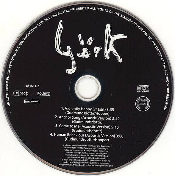 Björk : Violently Happy (CD, Single)