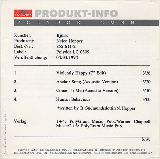 Björk : Violently Happy (CD, Single)