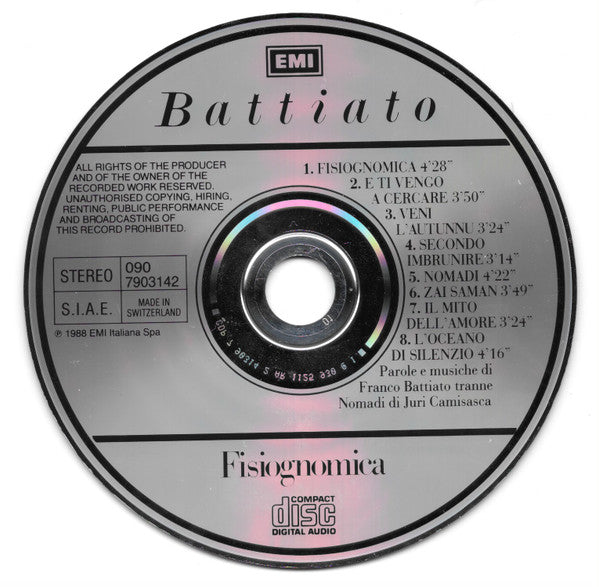 Franco Battiato : Fisiognomica (CD, Album)