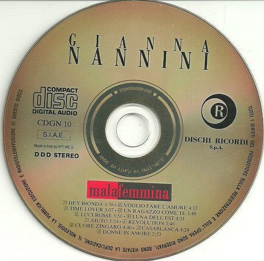 Gianna Nannini : Malafemmina (CD, Album)