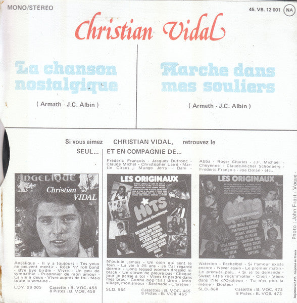 Christian Vidal : La Chanson Nostalgique (7", Single)