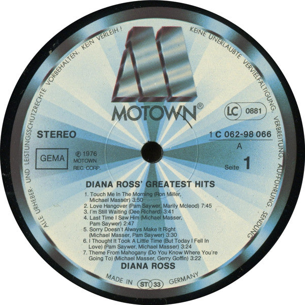 Diana Ross : Diana Ross' Greatest Hits (LP, Comp)