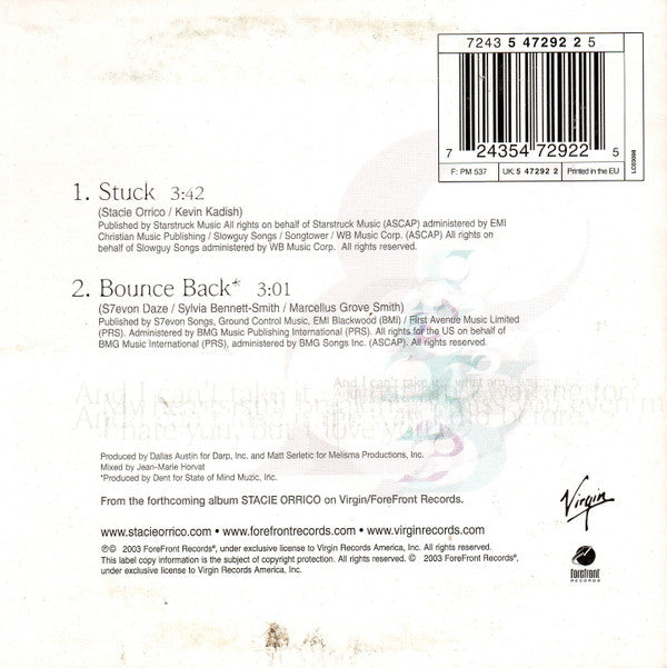 Stacie Orrico : Stuck (CD, Single)