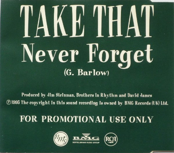 Take That : Never Forget (CD, Single, Promo)