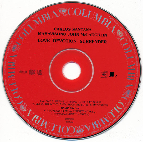 Carlos Santana / John McLaughlin : Love Devotion Surrender (CD, Album, RE)