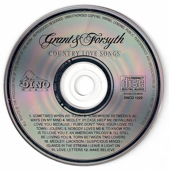 Grant & Forsyth : Country Love Songs (CD, Album)