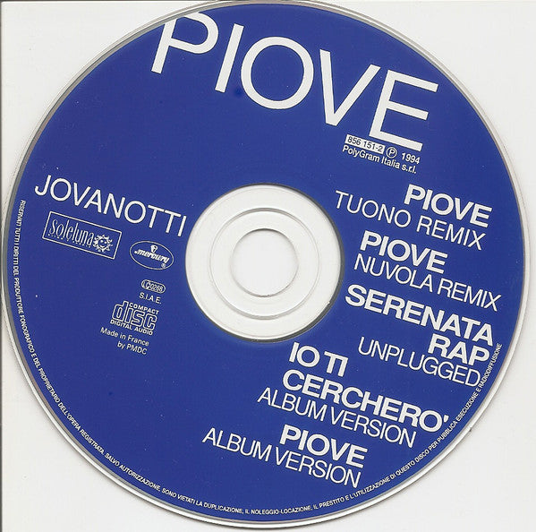 Jovanotti : Piove (CD, Maxi)