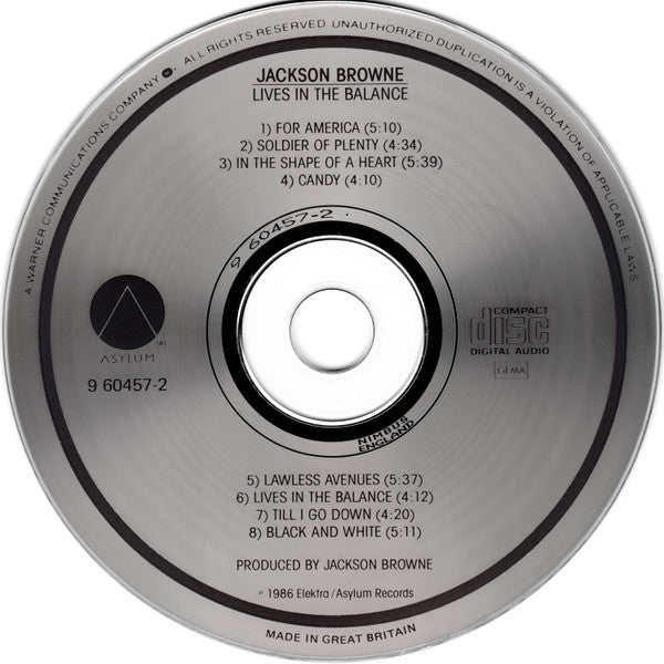 Jackson Browne : Lives In The Balance (CD, Album)