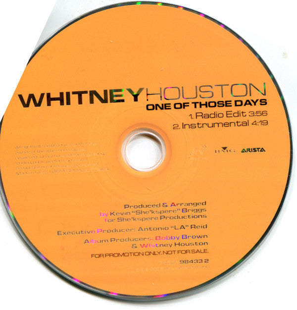 Whitney Houston : One Of Those Days (CD, Single, Promo)