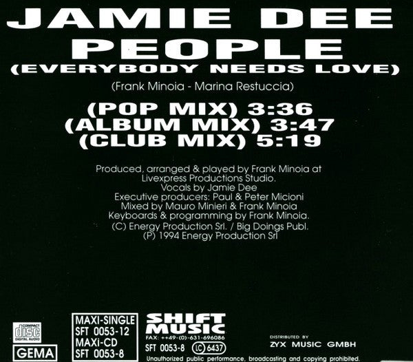 Jamie Dee : People (Everybody Needs Love) (CD, Maxi)