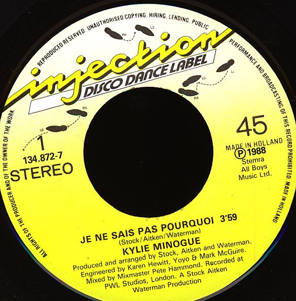 Kylie Minogue : Je Ne Sais Pas Pourquoi (7", Single)