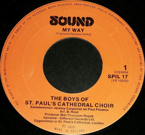 St. Paul's Cathedral Choir : My Way (7")