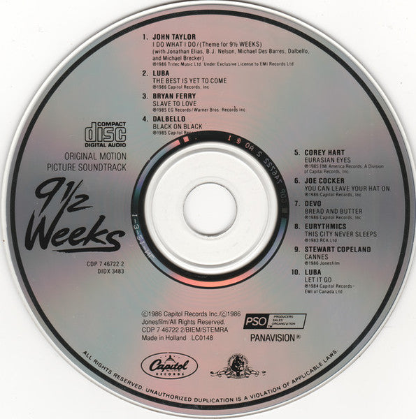 Various : 9½ Weeks - Original Motion Picture Soundtrack (CD, Comp, RE)