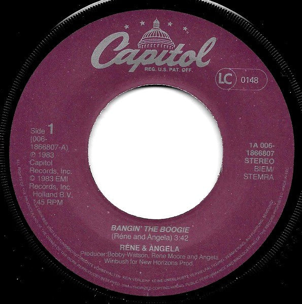 René & Angela : Bangin The Boogie (7", Single)