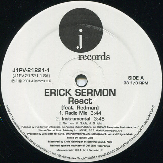 Erick Sermon Feat. Redman : React (12", Promo)