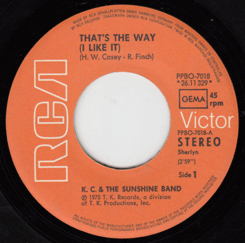 KC & The Sunshine Band : That's The Way (I Like It) (7", Single)