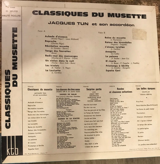Jacques Tun Et Son Accordéon : Classiques Du Musette (LP)