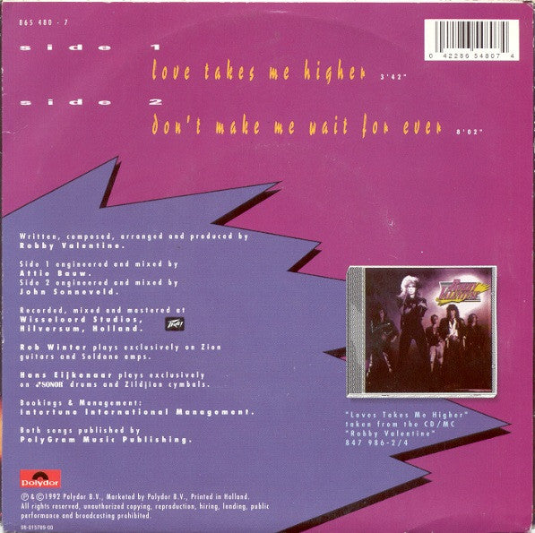 Robby Valentine : Love Takes Me Higher (7", Single)
