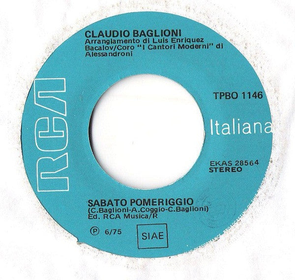 Claudio Baglioni : Sabato Pomeriggio (7")