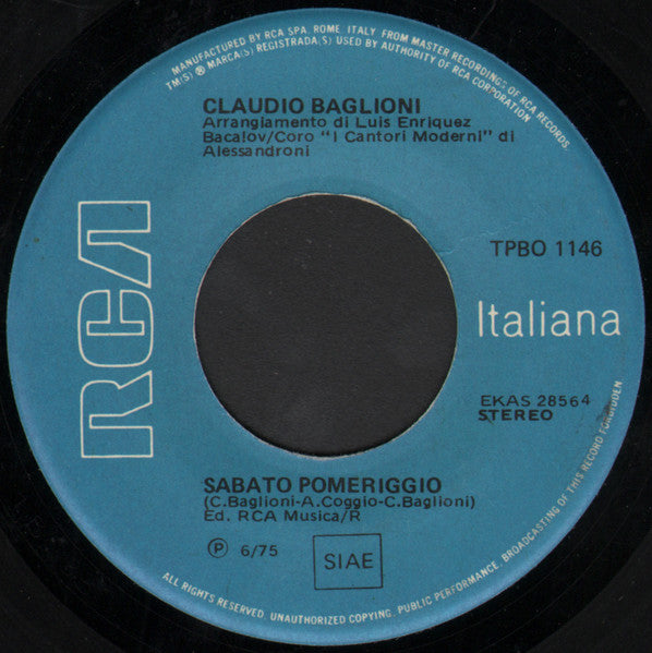 Claudio Baglioni : Sabato Pomeriggio (7")