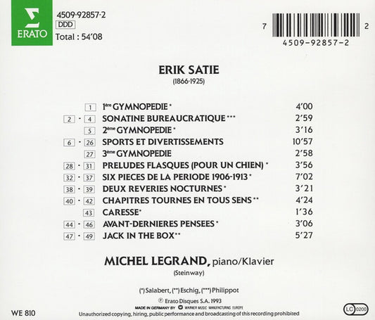 Erik Satie - Michel Legrand : Erik Satie By Michel Legrand (CD, Album)