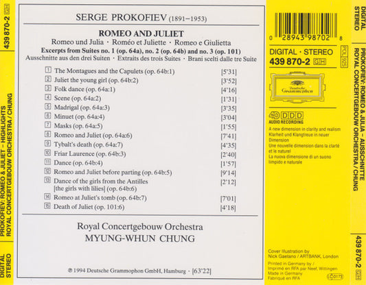 Sergei Prokofiev - Concertgebouworkest / Myung-Whun Chung : Romeo & Juliet - Highlights (CD, Album)