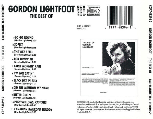 Gordon Lightfoot : The Best Of Gordon Lightfoot (CD, Comp, RE)