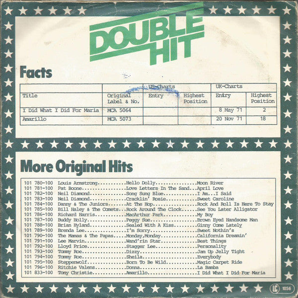 Tony Christie : (Is This The Way To) Amarillo / I Did What I Did For Maria (7", Single)