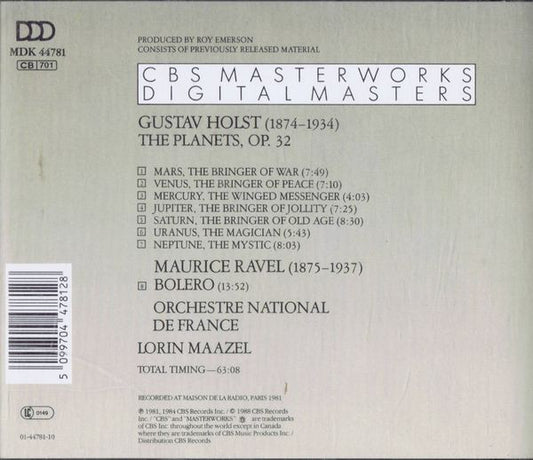 Gustav Holst : Maurice Ravel : Orchestre National De France, Lorin Maazel : The Planets · Boléro (CD, RE)