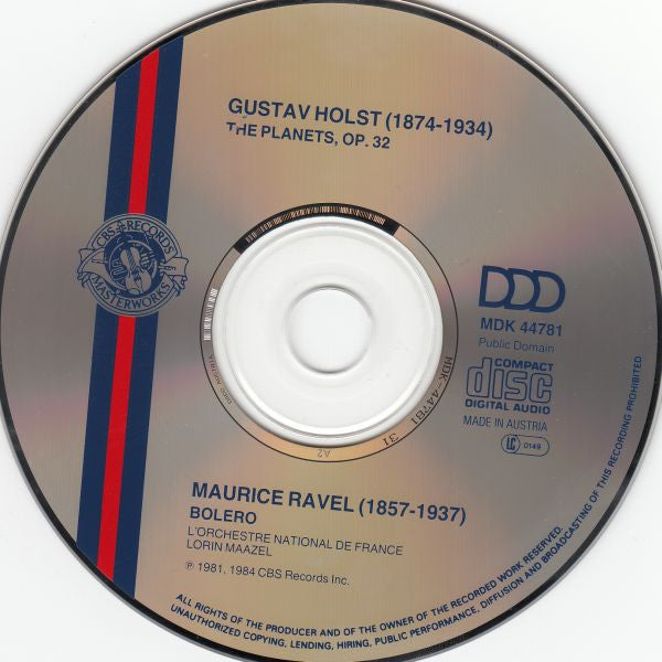 Gustav Holst : Maurice Ravel : Orchestre National De France, Lorin Maazel : The Planets · Boléro (CD, RE)