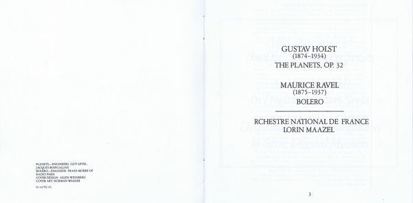 Gustav Holst : Maurice Ravel : Orchestre National De France, Lorin Maazel : The Planets · Boléro (CD, RE)